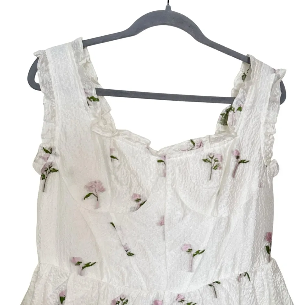 Cider Romance Me Mini Floral White Bubble Hem Dress - Size Large NEW - Image 2