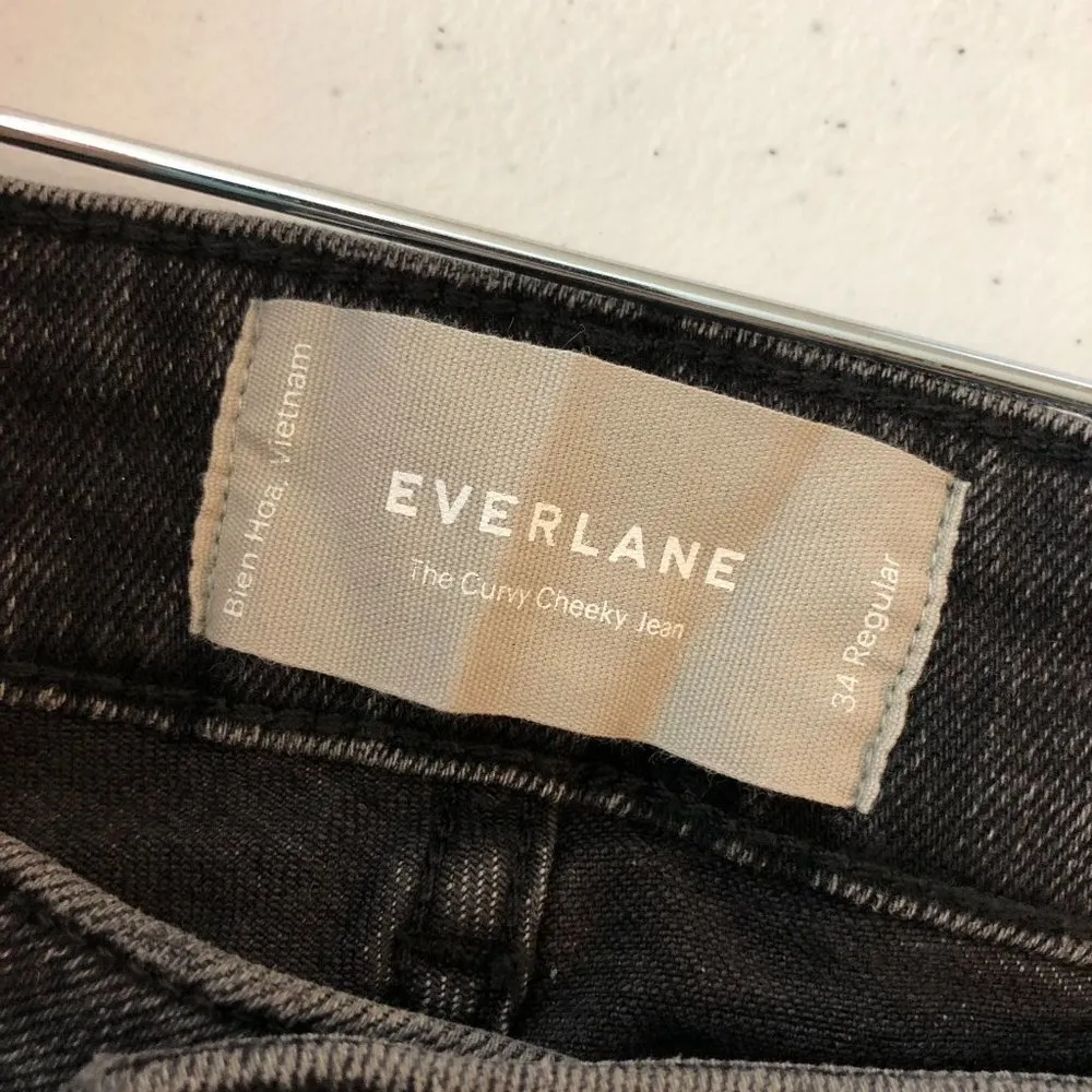 Everlane The Curvy Cheeky Straight Jean Stretch Washed Black Size 34 - Image 9