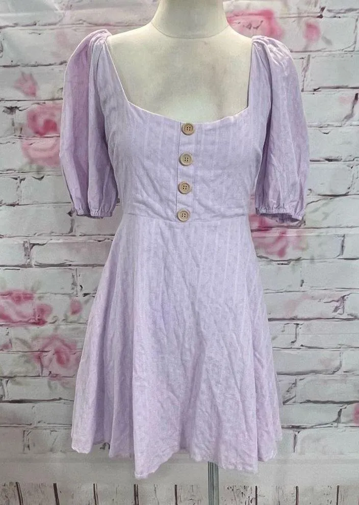 Lulus Endearing Looks Lavender Puff Sleeve Lace-Up Mini Dress - Image 5