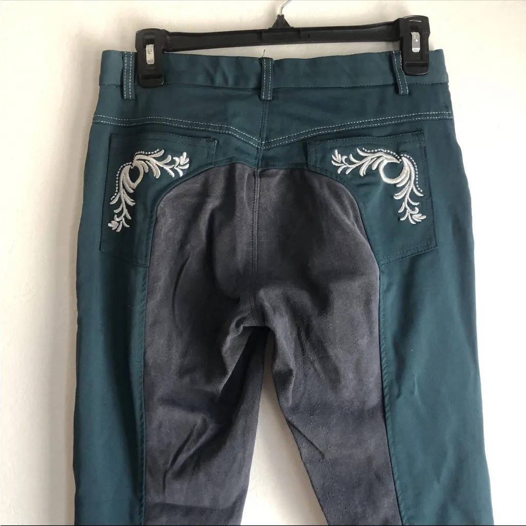 Catago Equestrian Riding Breeches Size 76/38 Green Full Seat Horse Riding Pants - Image 4