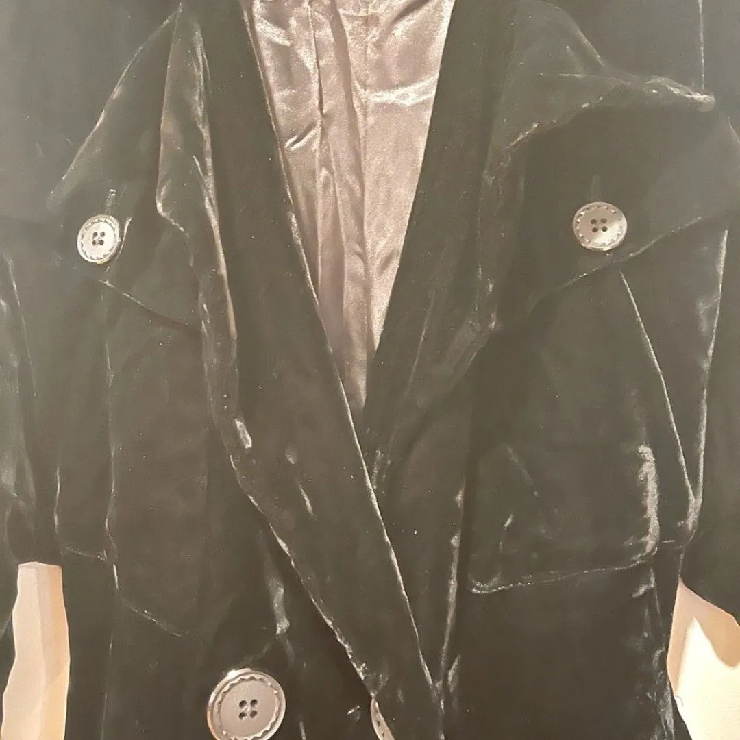 Vintage Full Length Black Velvet Long Coat size 00-0 - Image 4