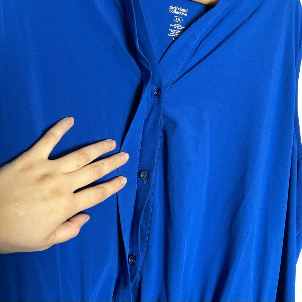 Girlfriend Collective Blue Varsity Stretch Woven Sleeveless Romper Plus Size 4XL - Image 5