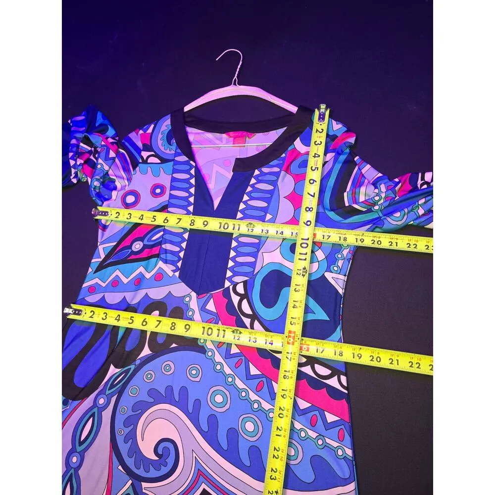 SUNNY LEIGH Dress Blue Paisley Size Large - Image 12