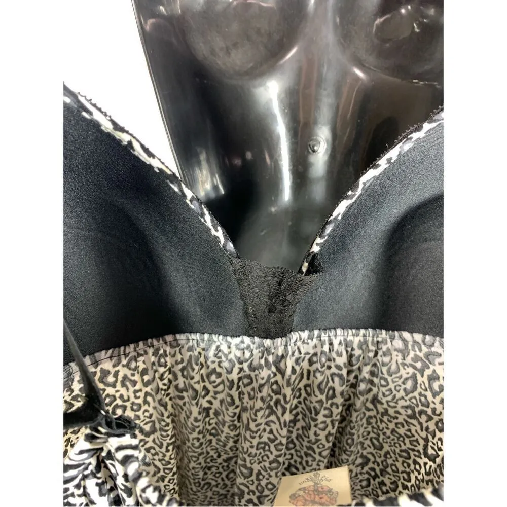 In Bloom by Jonquil Black Gray Leopard Print Chemise Size Large - Image 7