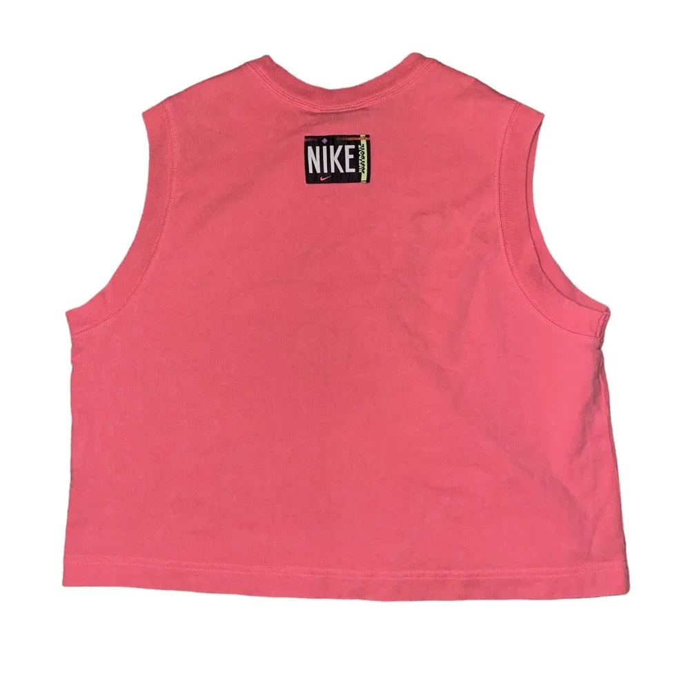 Nike neon pink black embroidered collar swoosh logo tank top women’s size large - Image 2