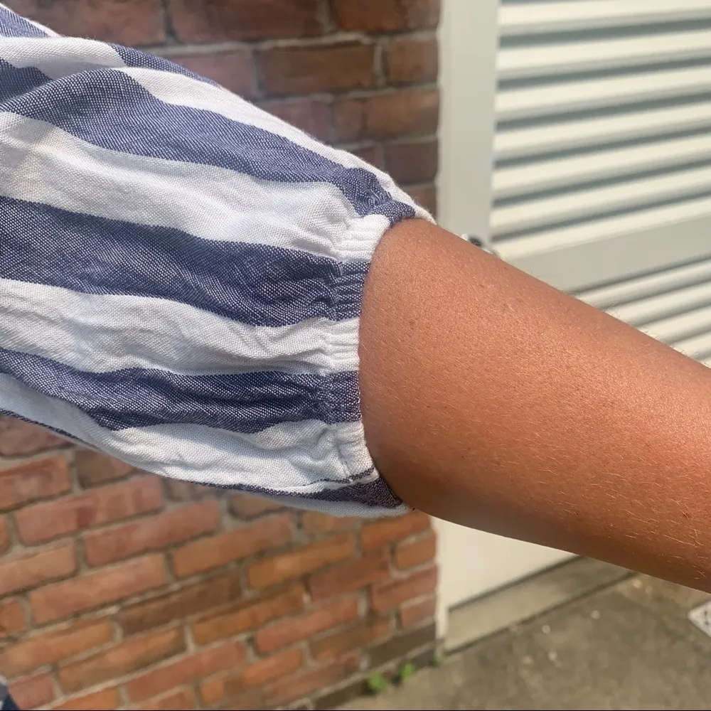 Pink Rose Rayon Striped Tie Front High Low Hemline Top M - Image 8