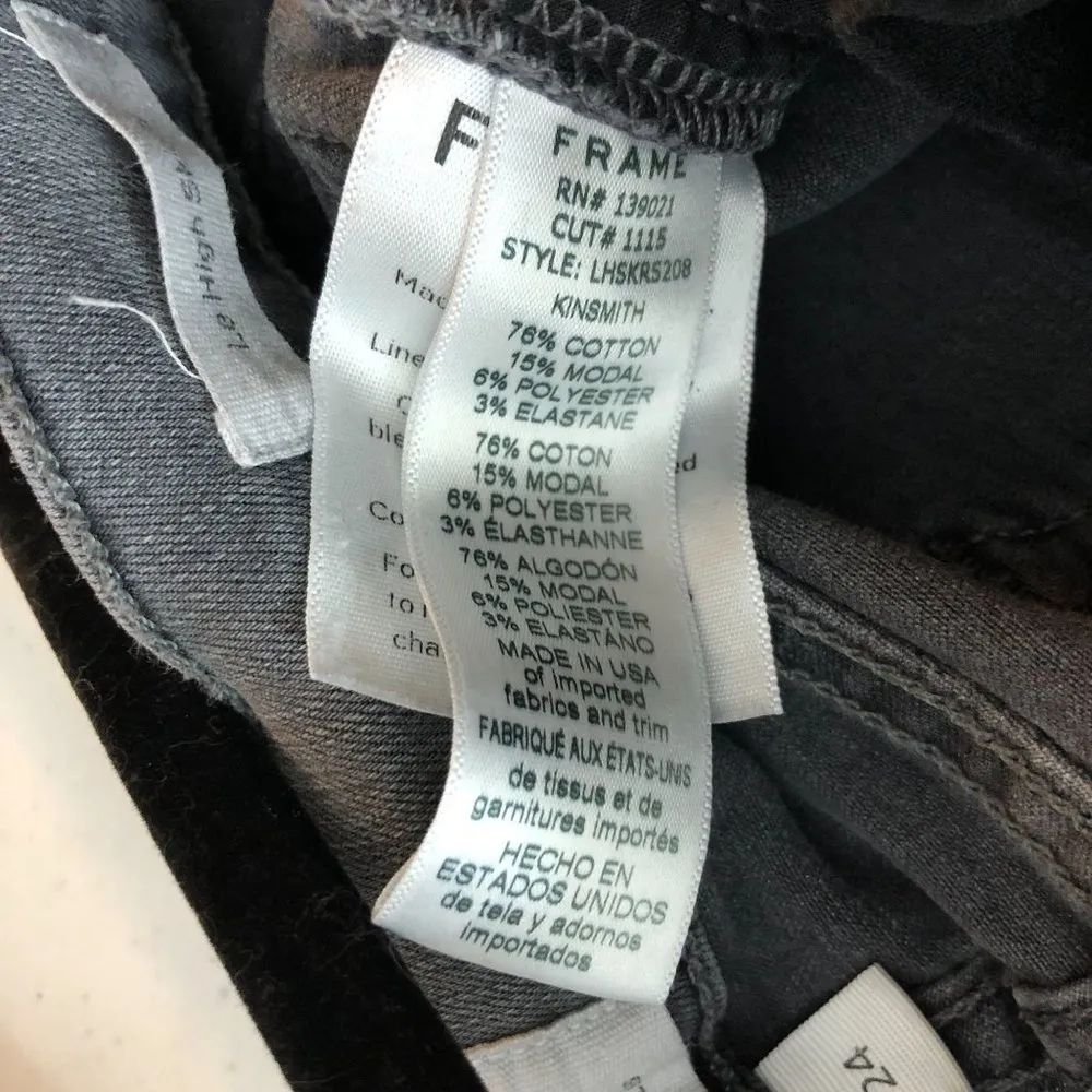 Frame Womens Jeans Le High Skinny Raw Hem Distressed Gray 24 - Image 5