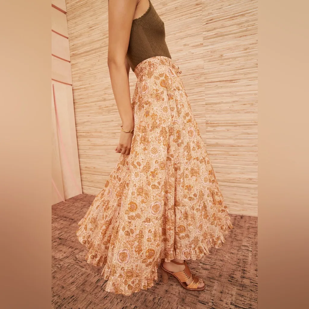 ULLA JOHNSON Verity Skirt Meadow Floral Print Ruffle Tiered Midi Skirt Size 0 XS - Image 16