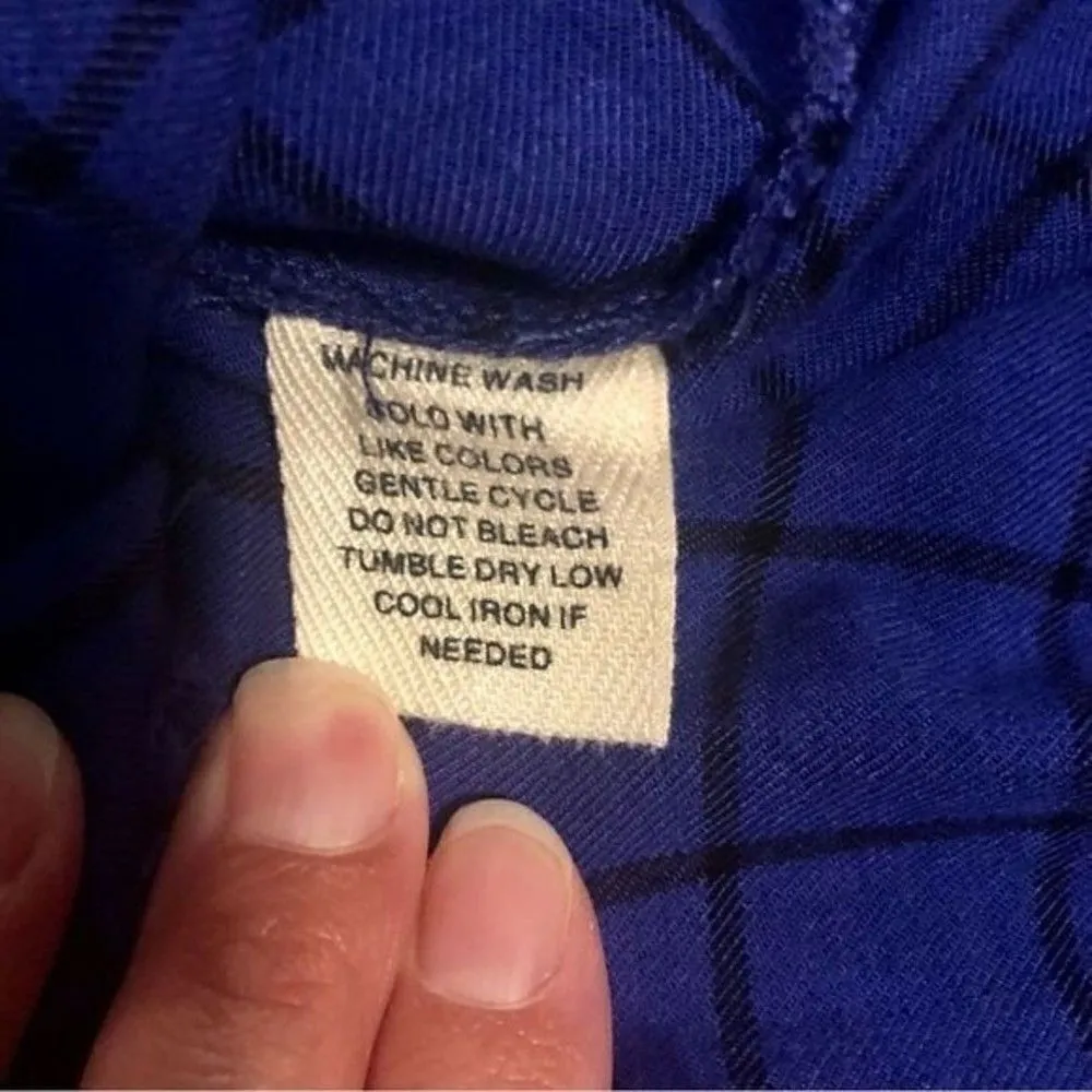 Westbound Blue and Black Plaid Long-sleeved Button-up Size PM - Image 9