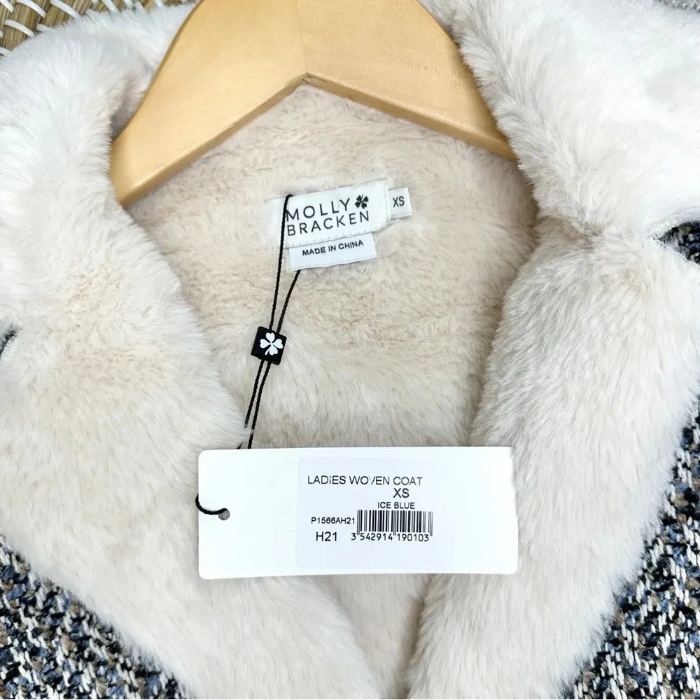 NWT Molly Bracken Faux Fur Lined Shearling Tweed Jacket Blazer Chic Size XS - Image 7