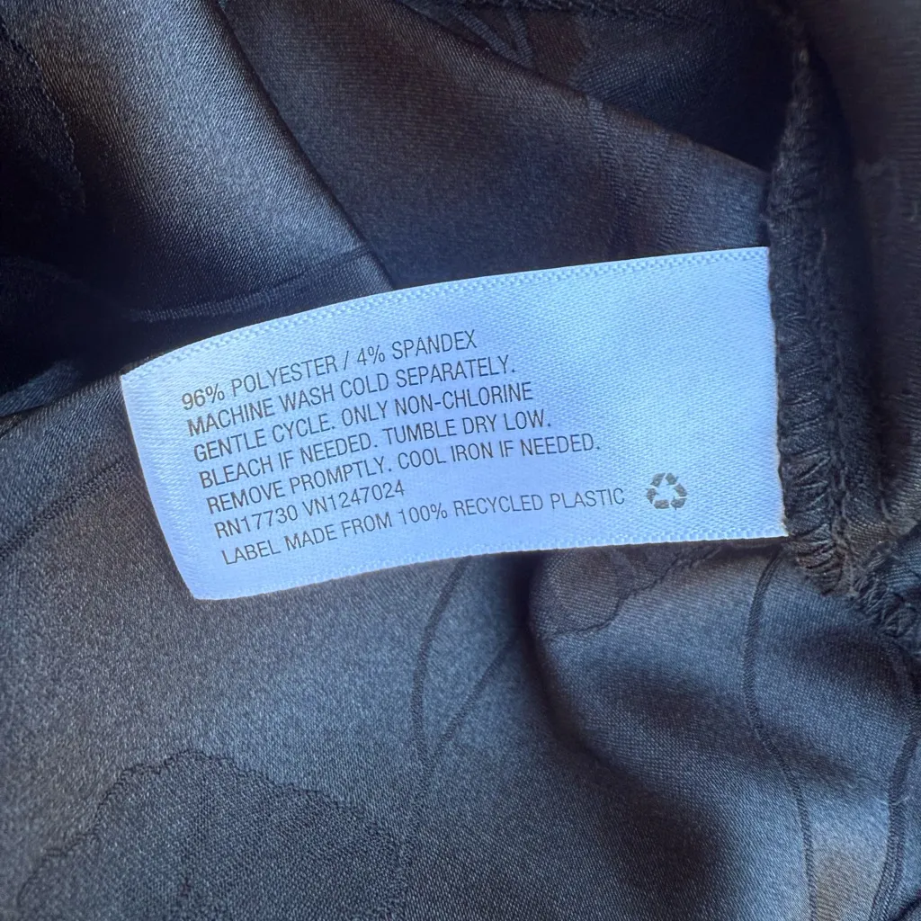 A New Day Long Sleeve Surplice Top Blouse Solid Black Floral Size small EUC - Image 9