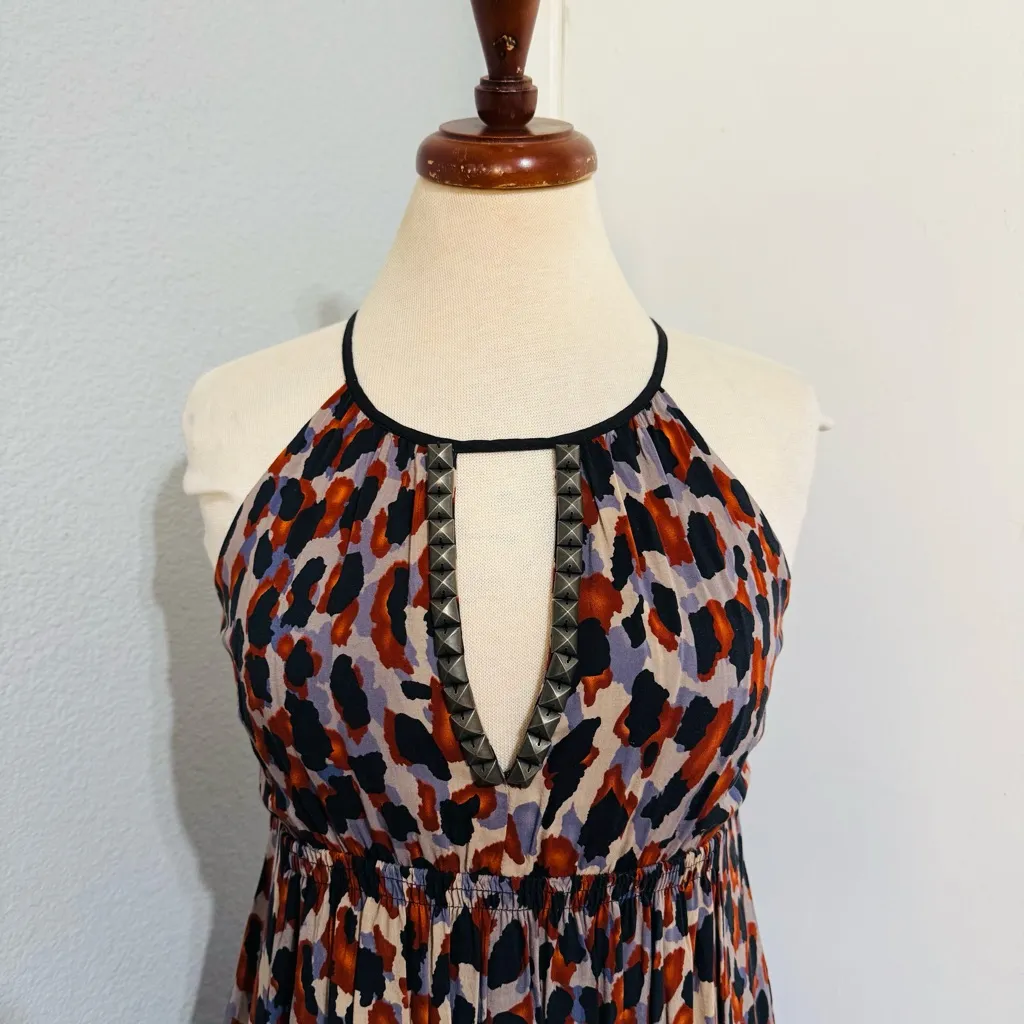 The Clothing Co Women Halter Neck Geometric Print with Details Lined Blouse Sz S - Image 2