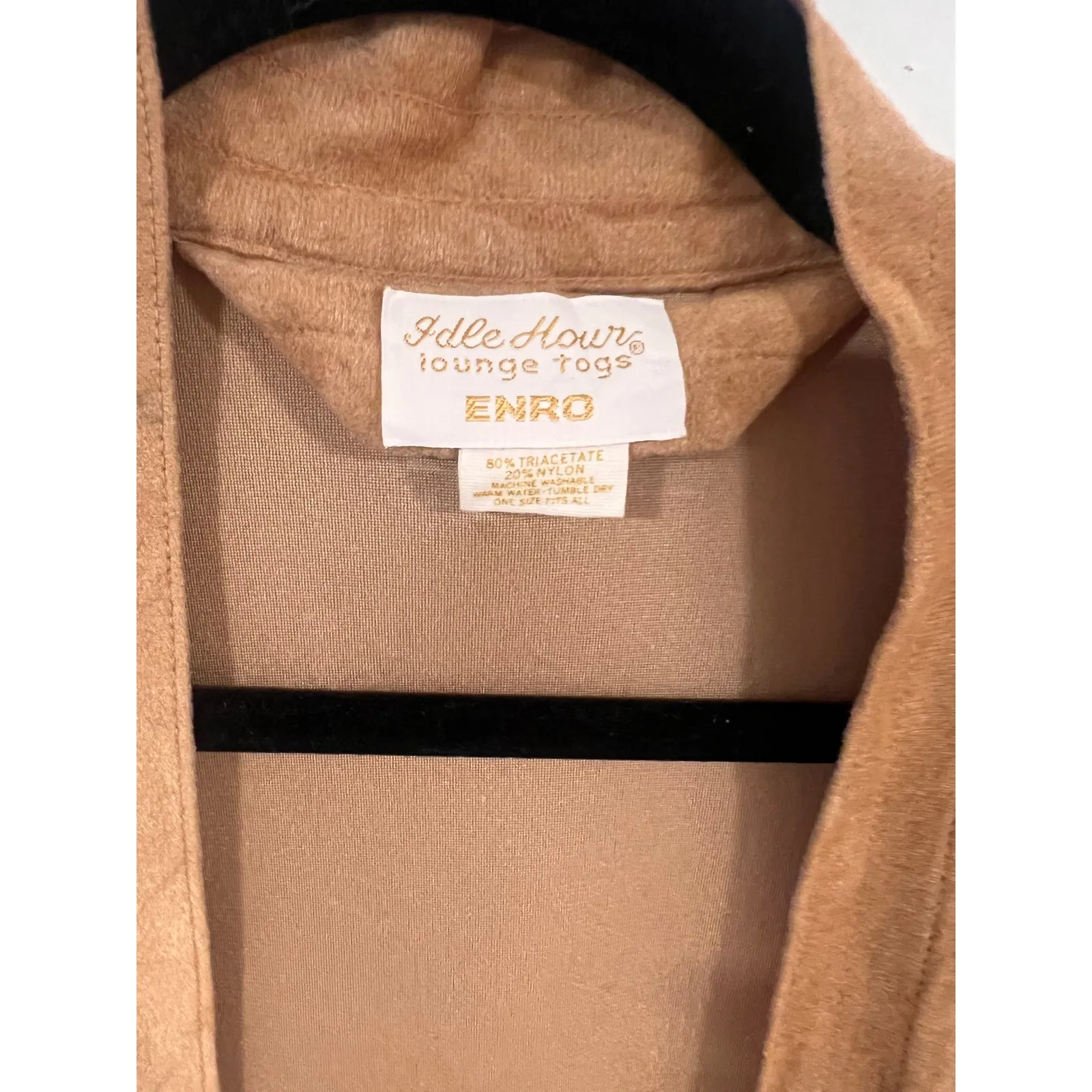 Vintage Enro Idle Hour Terry Golden Tan Kimono Robe Lounge wear belted One Size Size undefined - Image 7