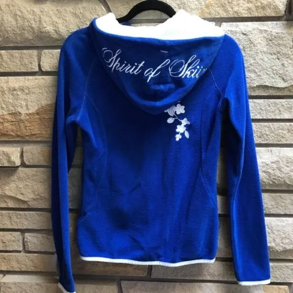 KJUS Spirit Of Skiing embroidered zip hoodie cashmere Blue Medium - Image 2