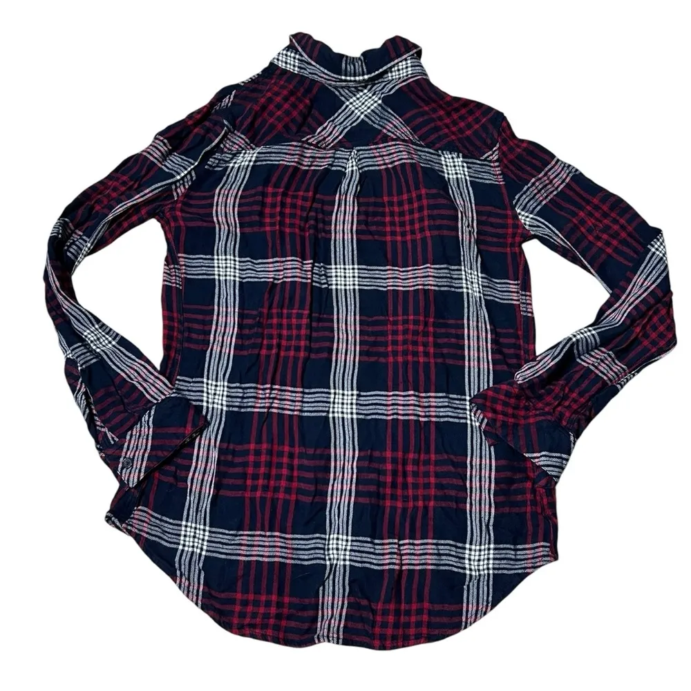 Rails Shirt Button Up Top Blouse Burgundy Plaid Western Boho Fleece - Image 2