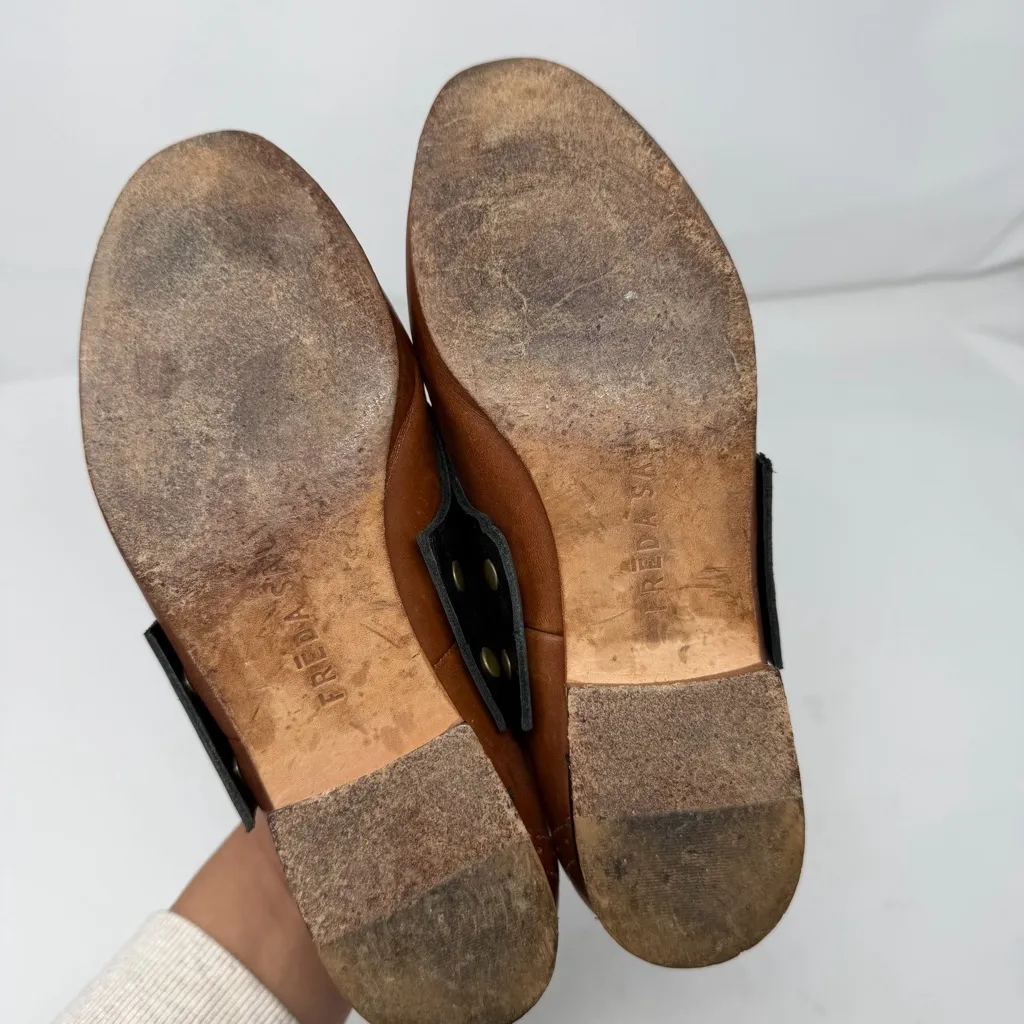 Freda Salvador Tan Black Leather Oxford Change Cognac Lace Womens Size 6 Brown - Image 10