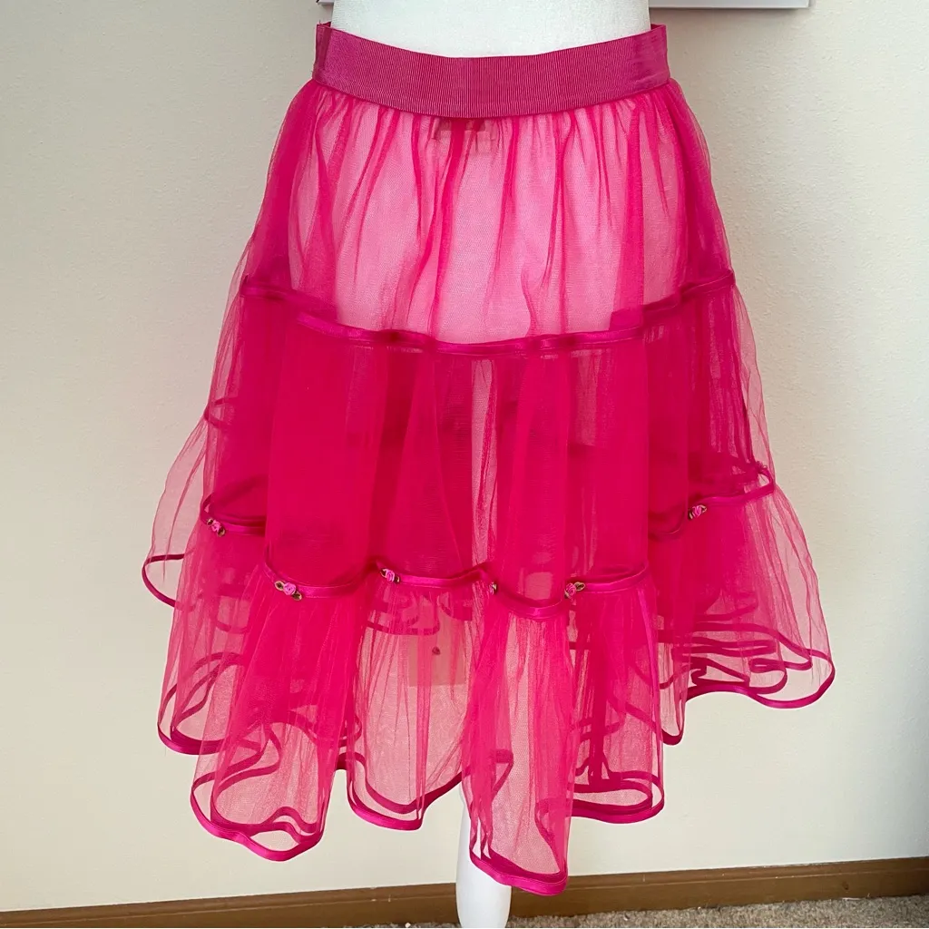 Kate Spade City Lights Rosette Tulle Skirt Petticoat in Hot Pink Size M/L - Image 6
