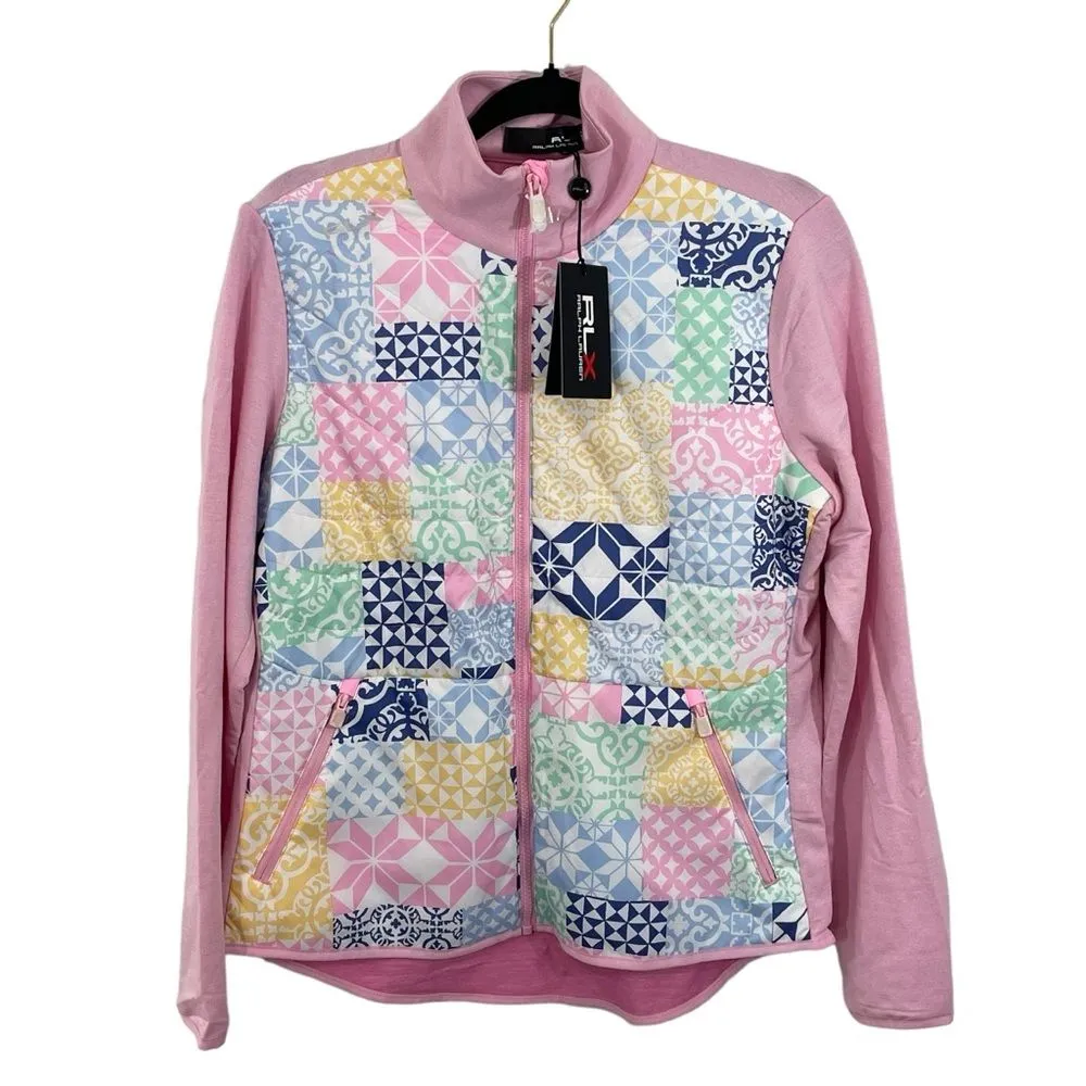 NWT Ralph Lauren RLX Women’s Pink‎ Golf Patchwork Quilted Hybrid Jacket MEDIUM Pink - Image 3