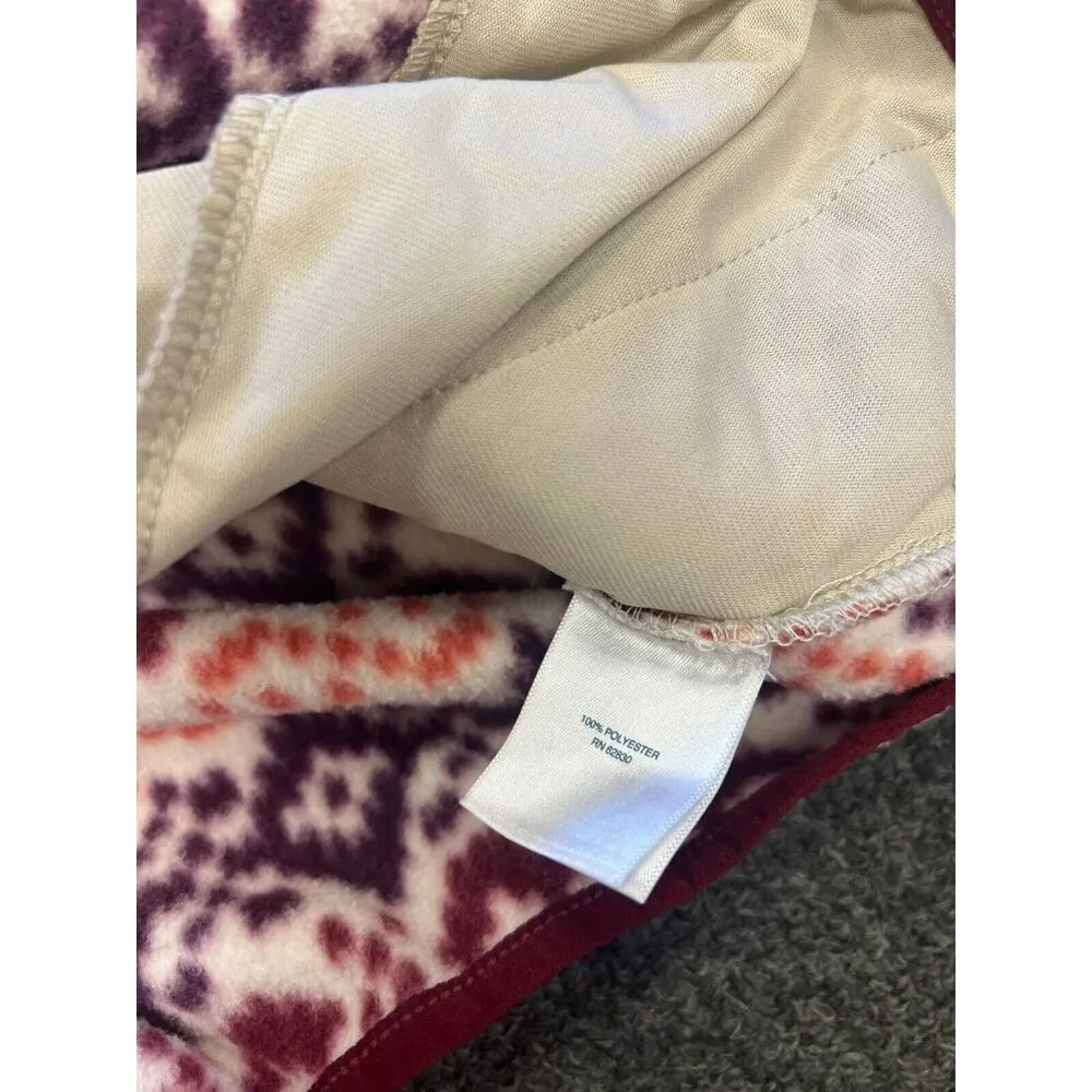 Lands' End Womens Multicolor Fair Isle Fleece Snap Pullover Sweatshirt Size L/P Red - Image 7