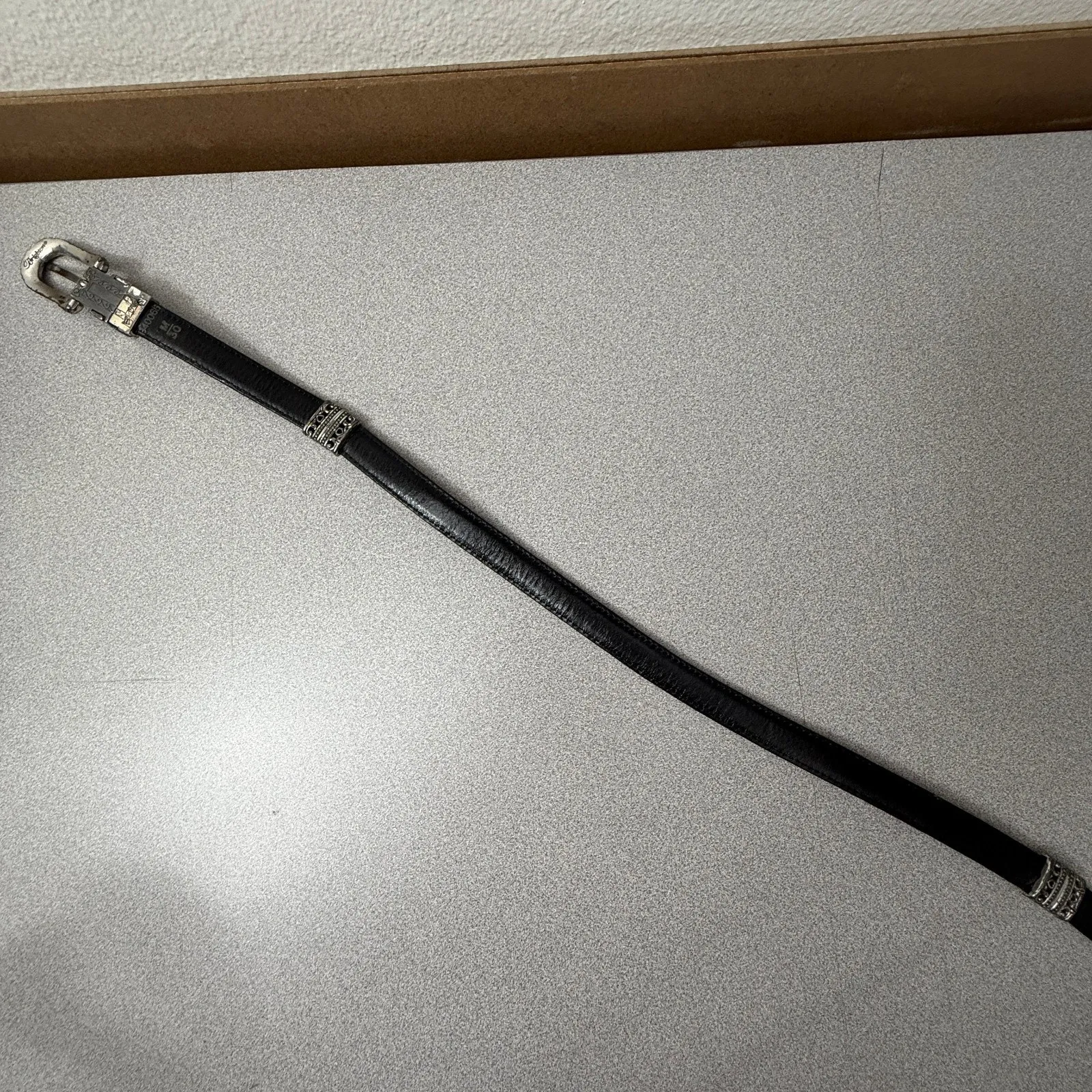 Vtg Brighton Leather Belt Womens M 30 Black Brown Reversible Croc Embossed 3/4in - Image 6