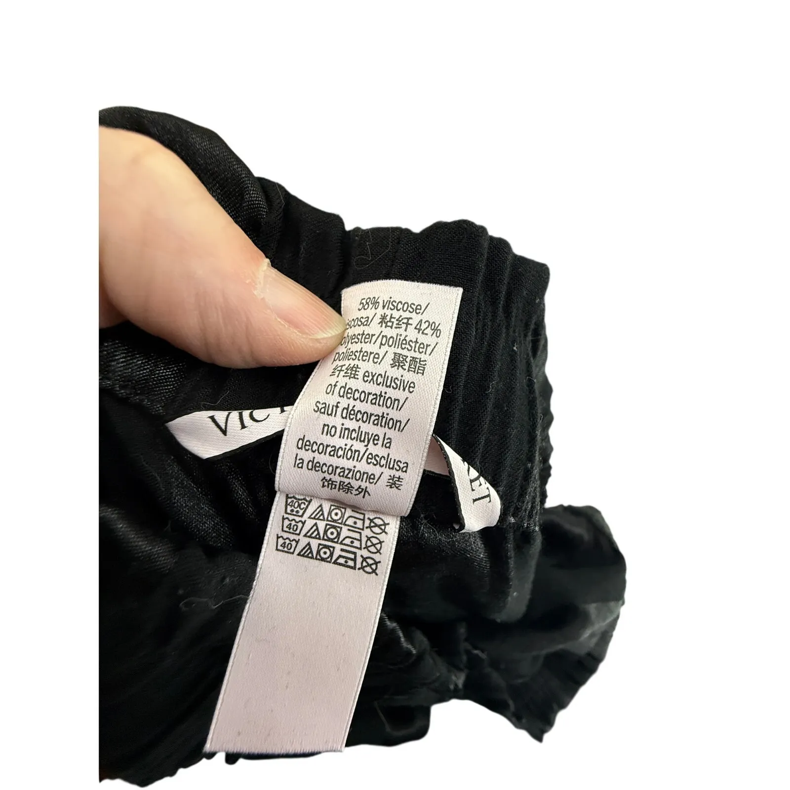 Victoria’s Secret Black Satin Wide Leg Lounge Pants Size Xlarge - Image 3