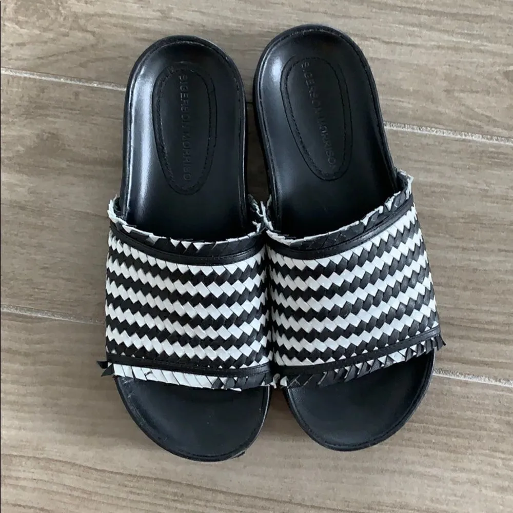 Sigerson Morrison Aoven Woven Pool Slide Sandals Black Size 7 - Image 4