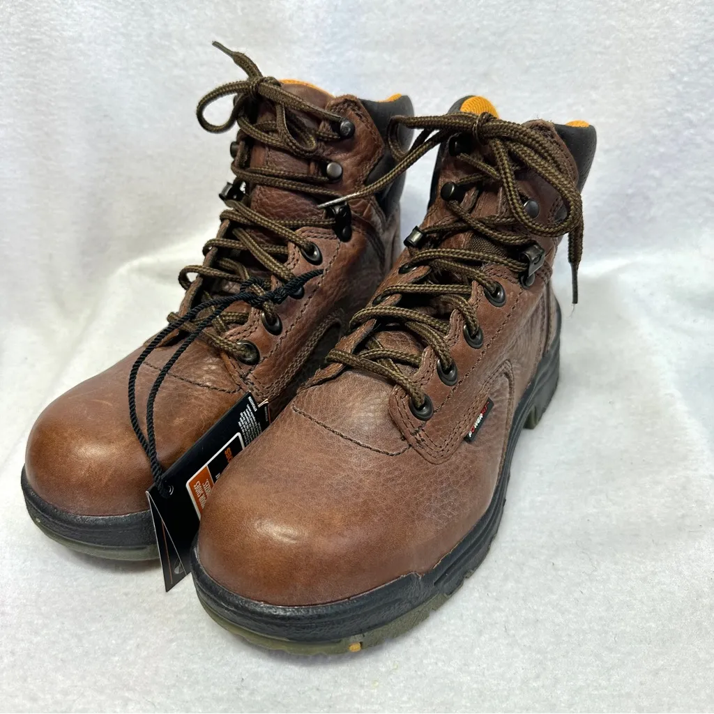 Timberland Pro Series Work Boots Womens 7W Brown Leather Titan 6" Safety Toe New Size 7 - Image 2