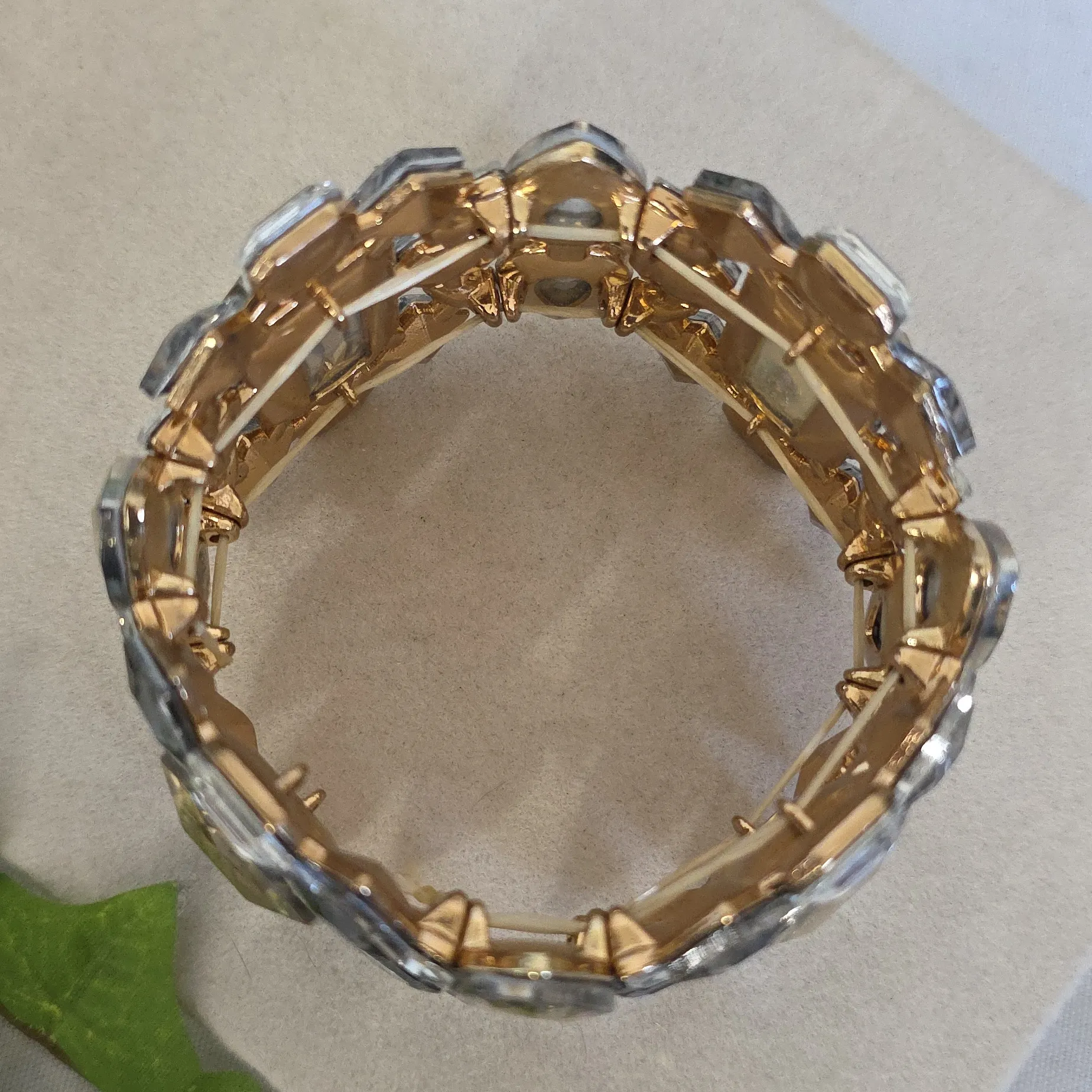 Chunky Statement Gold Glass Bracelet Bling - Image 5