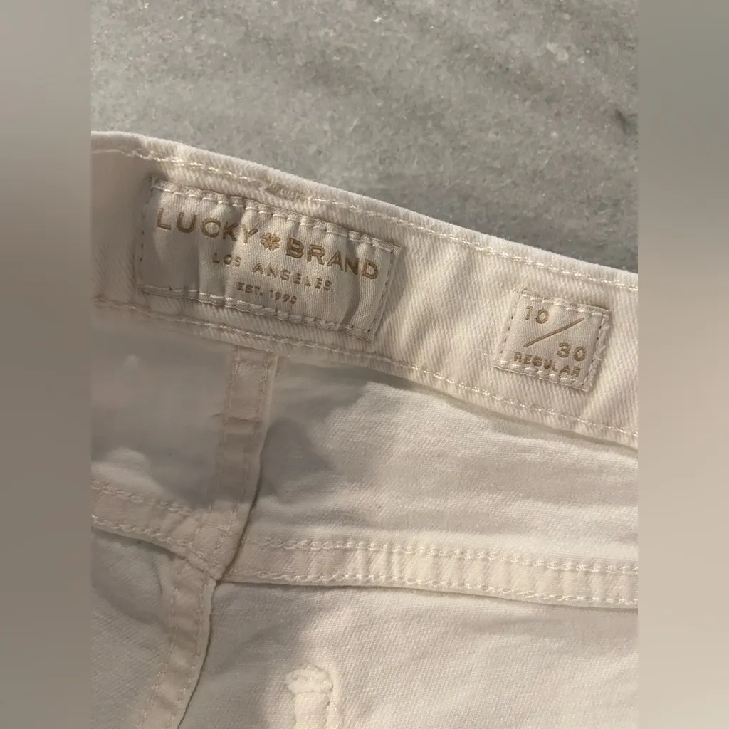 Lucky Brand Size 10 White High Rise Flare Stevie Bootcut Stretch Denim Jeans - Image 11