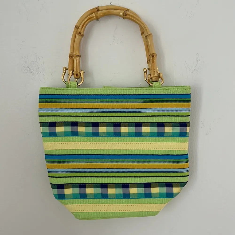 Tianni Blue/ Yellow Canvas /Ribbon Tote Blue - Image 3
