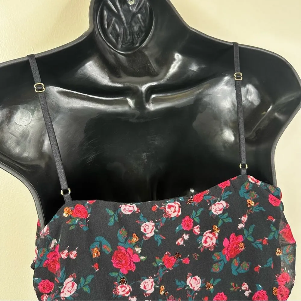 For Love & Lemons Dress Womens M Hawn Ruched Floral Bodycon Mini Dress in Rose - Image 6