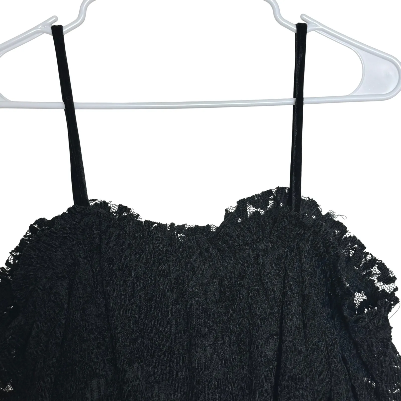 Anthropologie Eri Ali Black Off Shoulder Lace Top Whimsigoth Romantic Cocktail Size M - Image 3