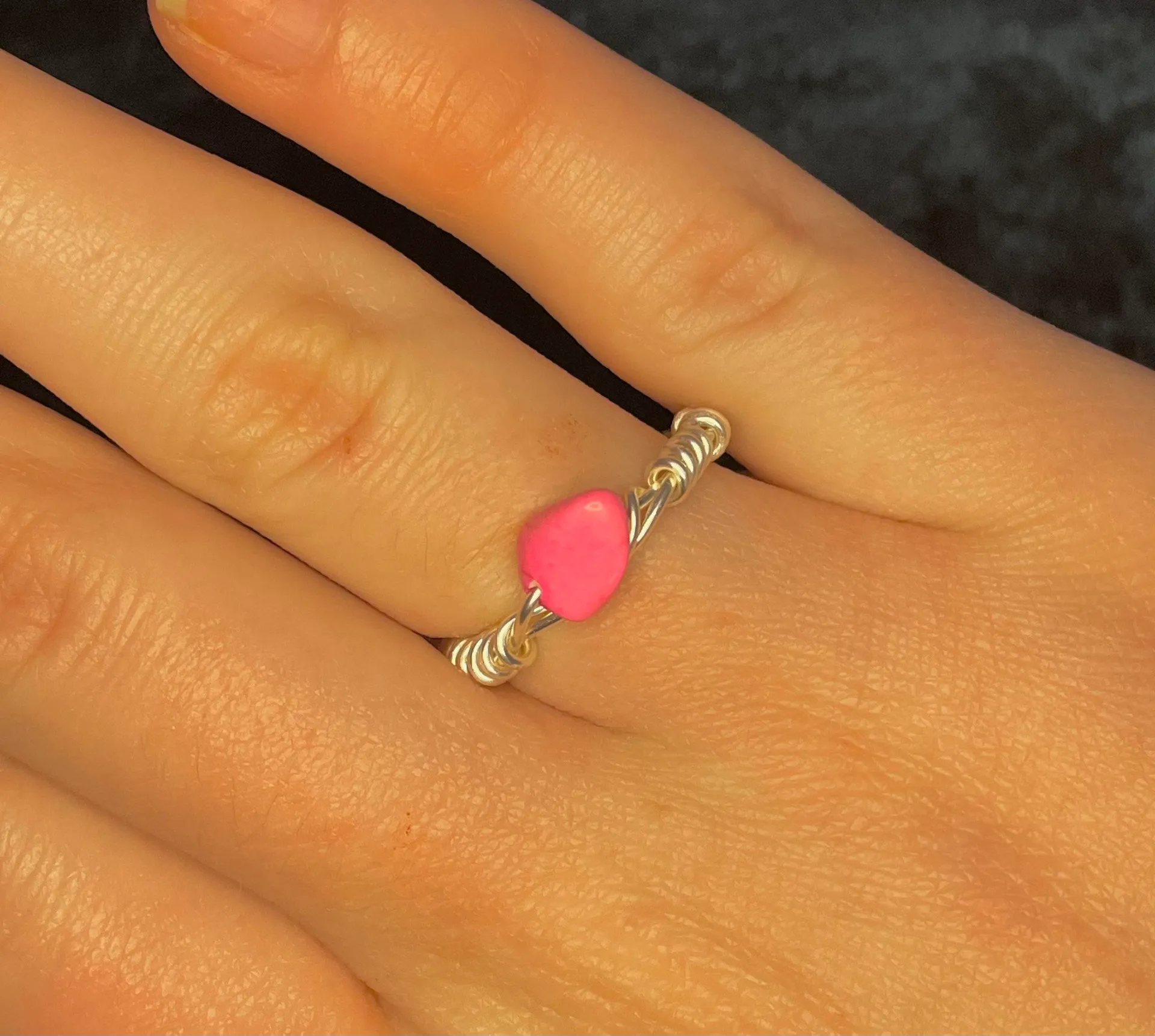 Wire Wrapped Ring Pink - Image 2