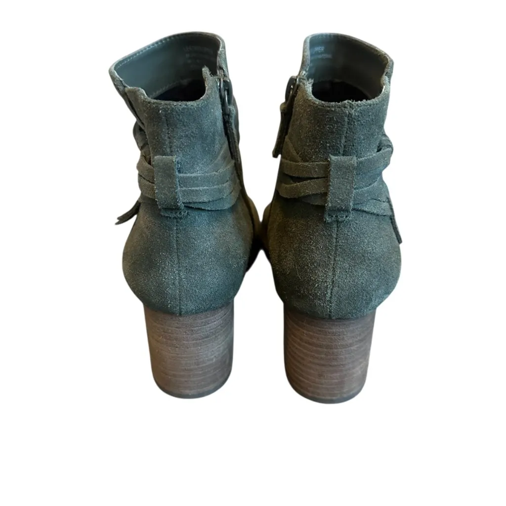 Violet & Red Jenna Leather Ankle Booties Suede Heeled Boots Size 9.5 Women's Green - Image 3