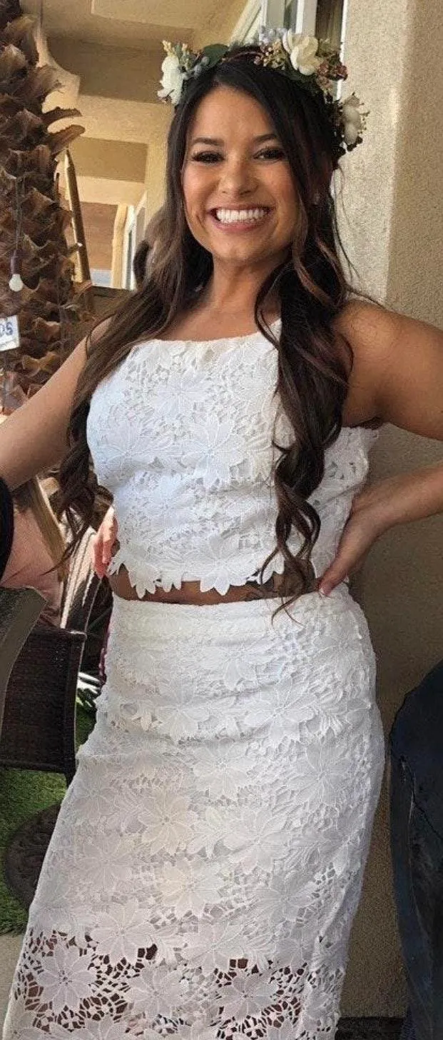 White Two Piece Lace Set - Image 3