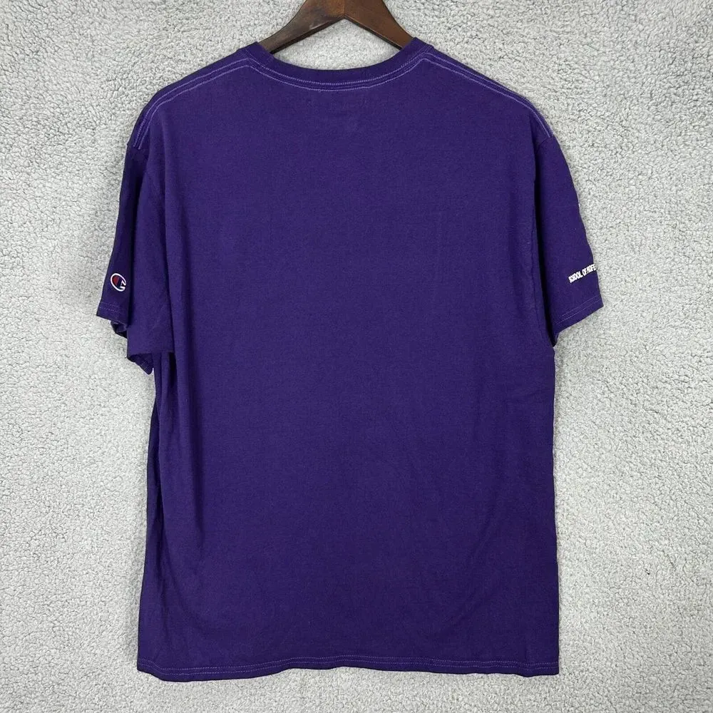 NYU SPS shirt mens large purple‎ New York University champion cotton vintage - Image 6