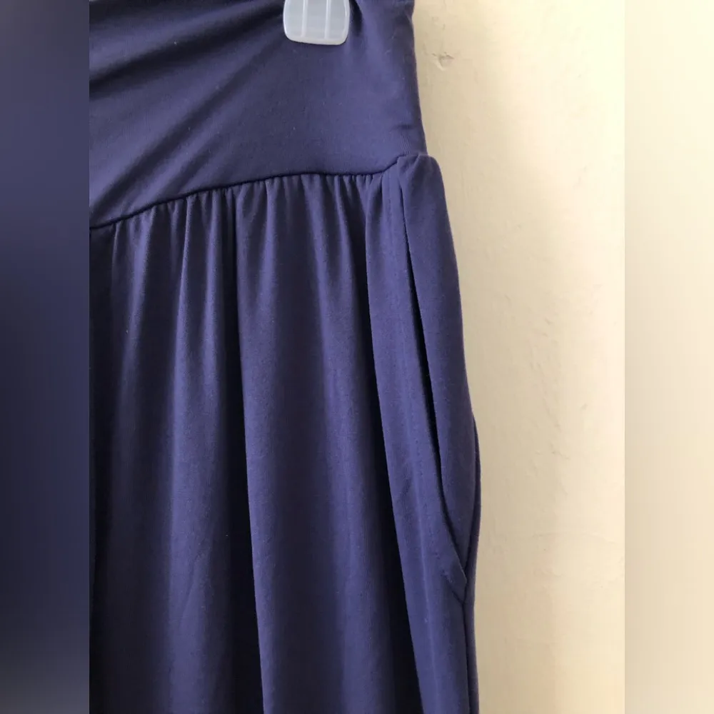 SUNBS Womens Wide Leg Loose Leisure Pants Size XL Navy Blue Side Pockets New - Image 4