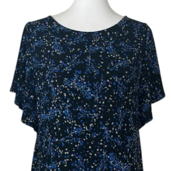 J.Jill Dress Wearever Short Sleeves Black Blue Floral Jersey Knit Women’s Size M Size M - Image 5