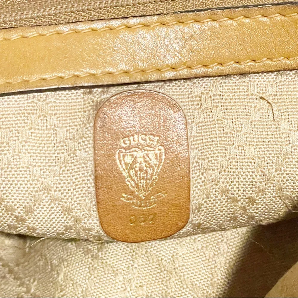 Gucci Vintage GG Fabric Leather Trim Gold Hardware Shoulder Bag Pocketbook - Image 8