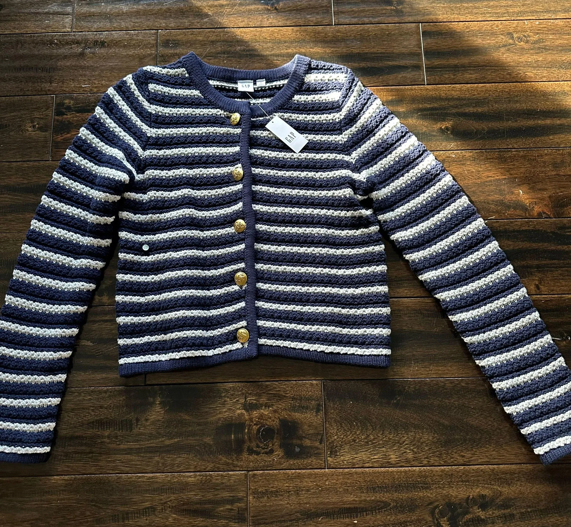 Gap Navy Stripe Cardigan - Image 2