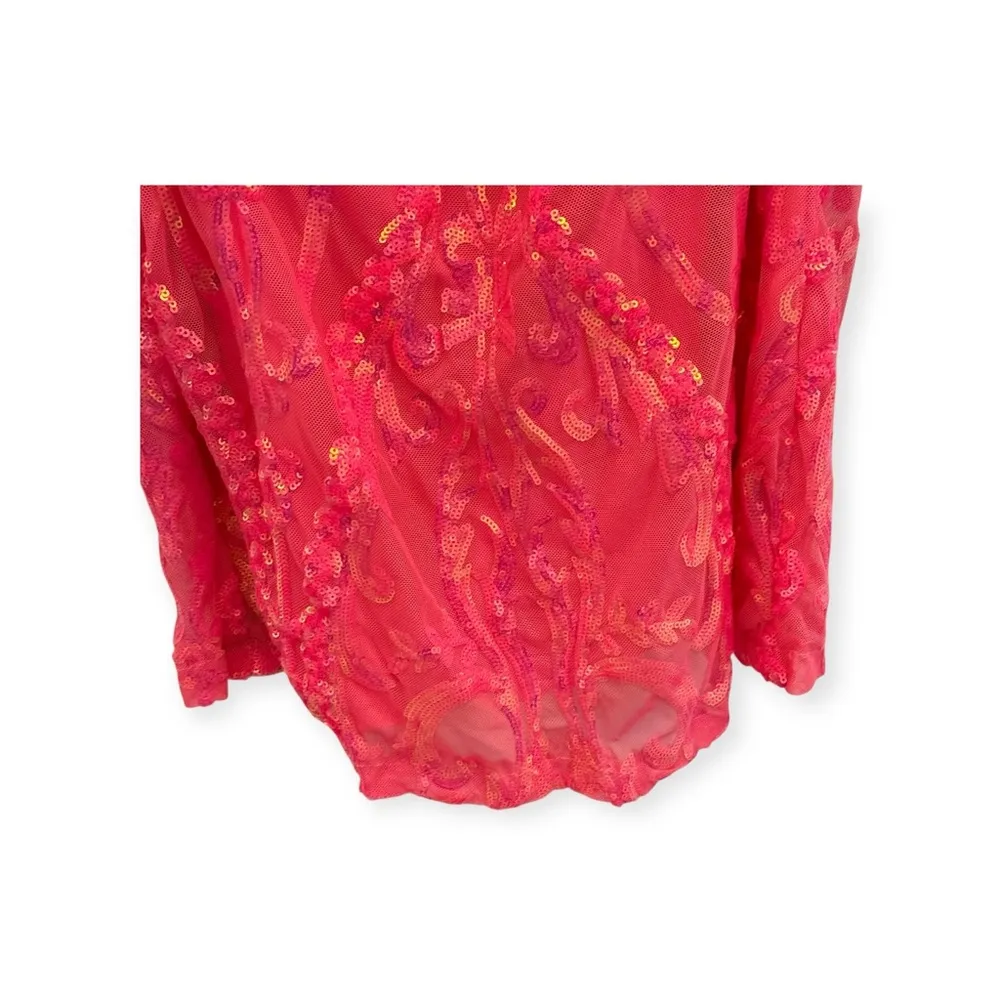 Windsor 𒀭 Plunging V Neck Sequin Mesh X Back Bodycon Mini Dress 𒀭Hot Pink 𒀭Large - Image 8