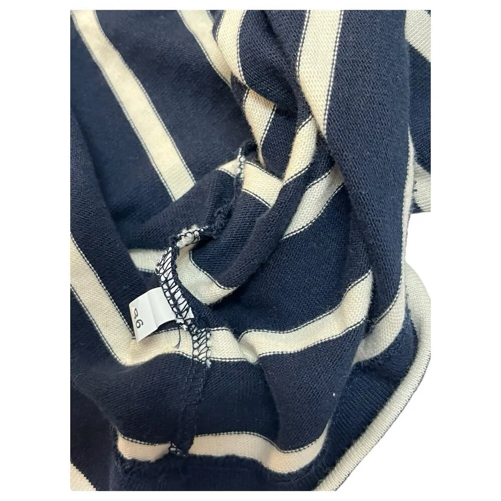 Zara Sweater Womens Large Blue White Striped Cropped Square Neck Nautical Preppy - Image 9