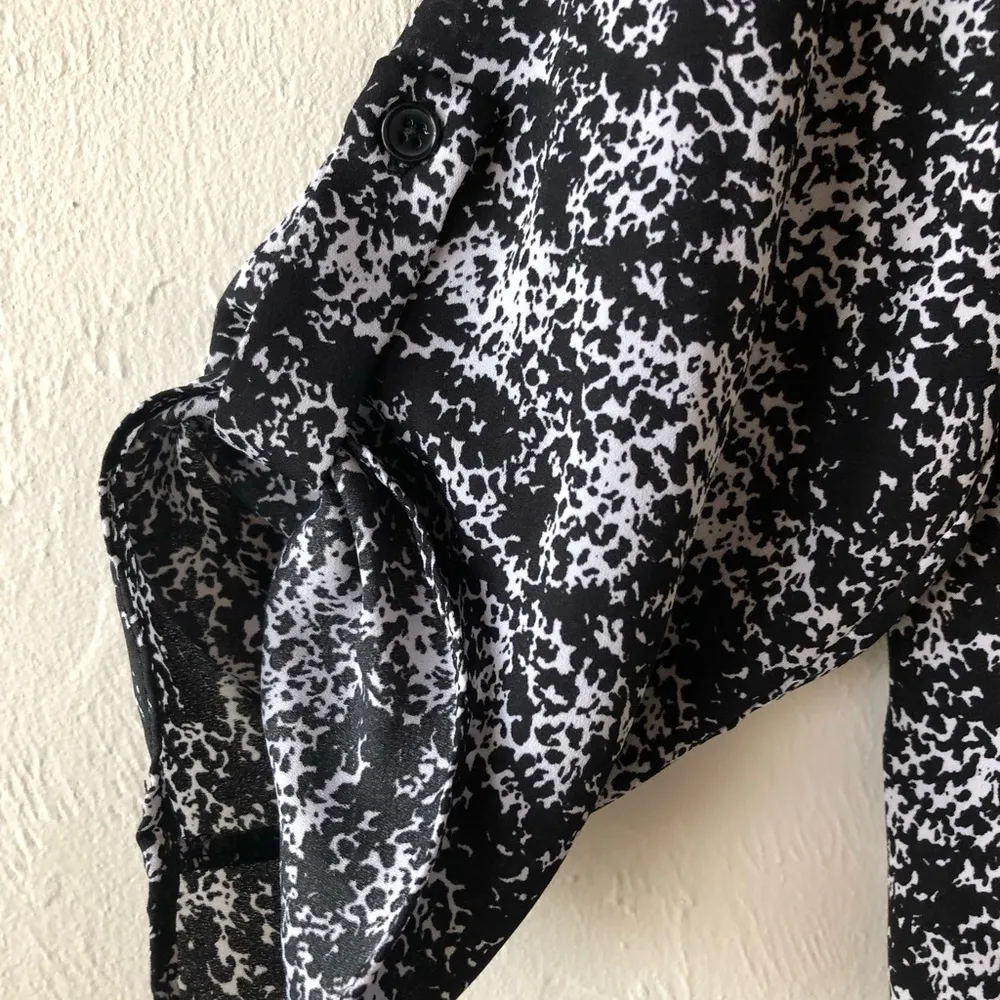 DECREE Womens Tunic Blouse 3/4 Sleeves Black & White - Image 2