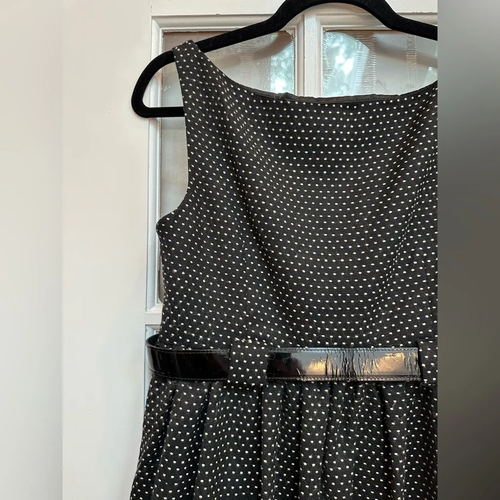 Vintage An Original Milly of New York Wool Polka Dot Pinup Couture Dress Size 6 Black - Image 6