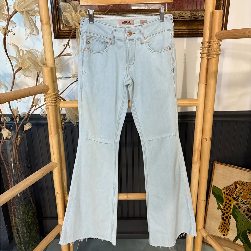 Ariat Perfect Rise Ophelia Flare Wide Leg Jeans in Ice Sz 26 💛🍄 - Image 3