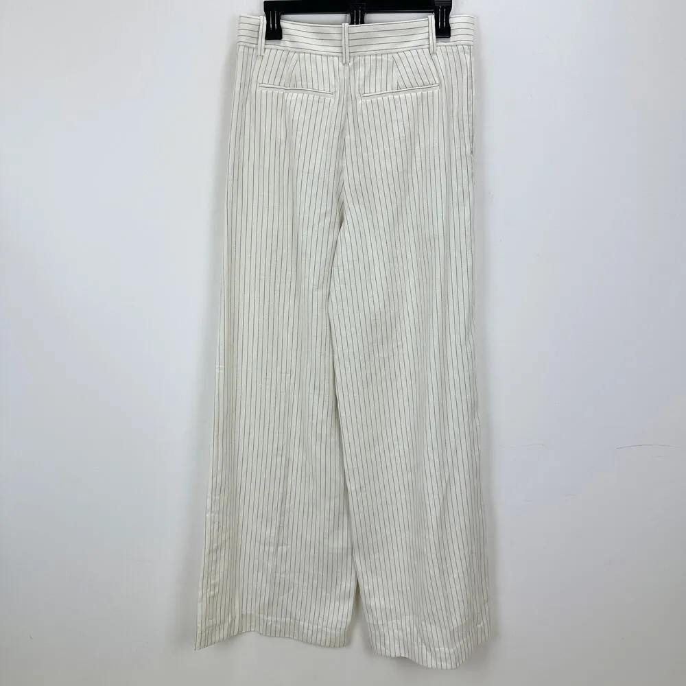 Madewell The Tall Harlow Superwide Leg Trouser Linen Cotton Pinstripe US 2 NWT - Image 13