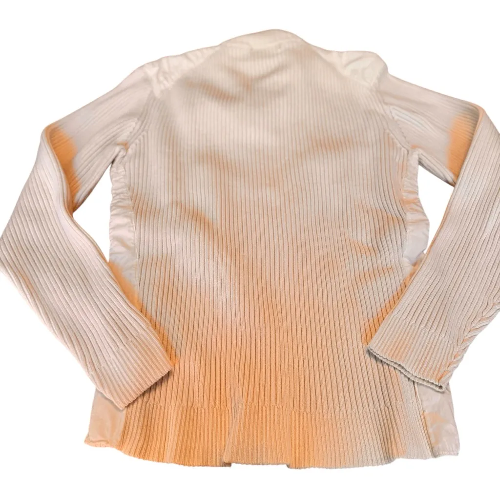 INC International Concepts Ribbed Snap Collar Oatmeal Cotton Sweater Large Soft White - Image 12