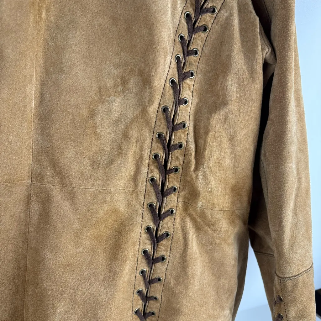 Vintage Wilsons Leather Maxima Brown Suede Trench Coat with Braided Accents - Image 15