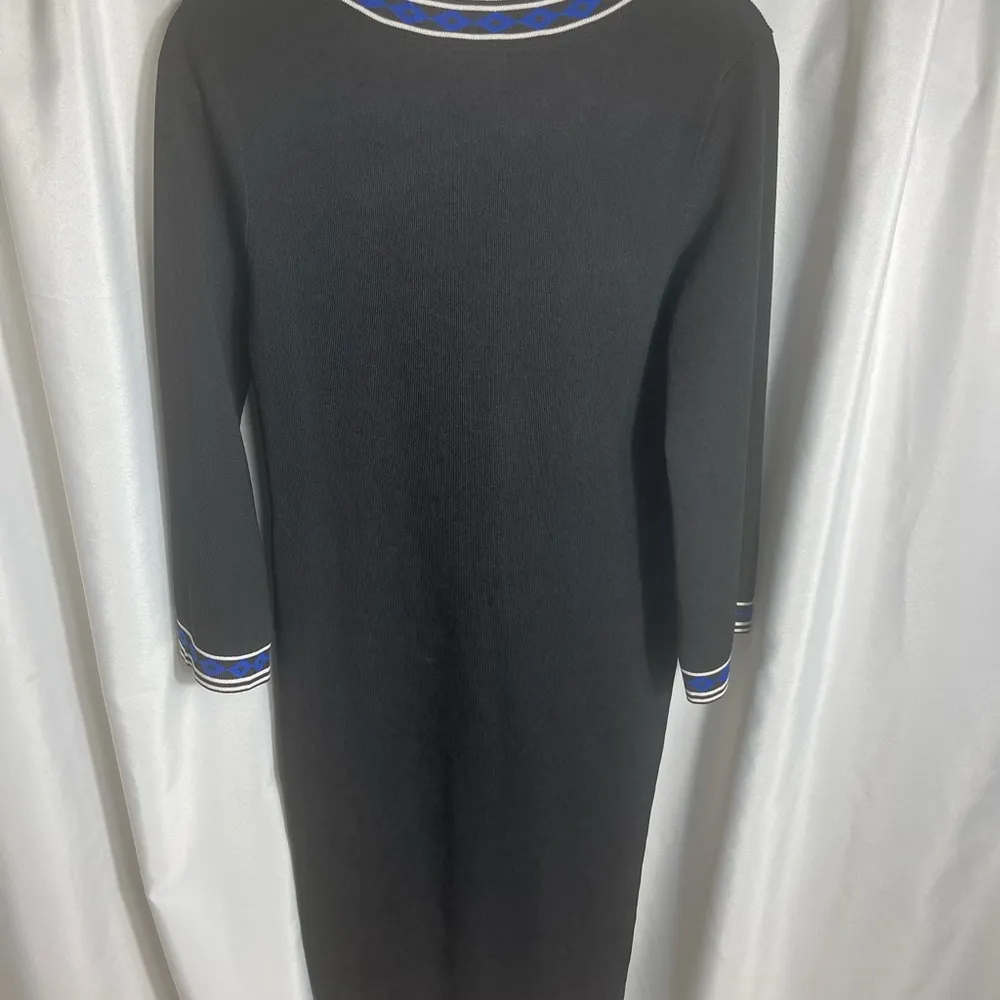 Xoxo Women’s Size XL Black and Blue Long Sleeve Ankle Crop V-Neck Fitted Dress - Image 5