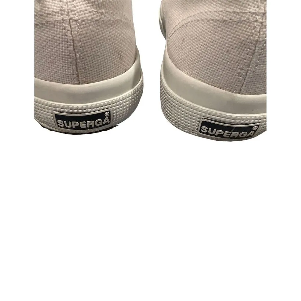Superga Women's White Canvas Sneakers Size 7.5 Lace-Up Casual Shoes - Image 2